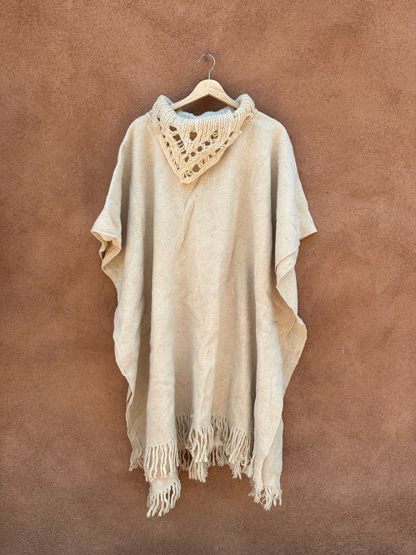 80's Genisa Wool Poncho with Cowl Neck