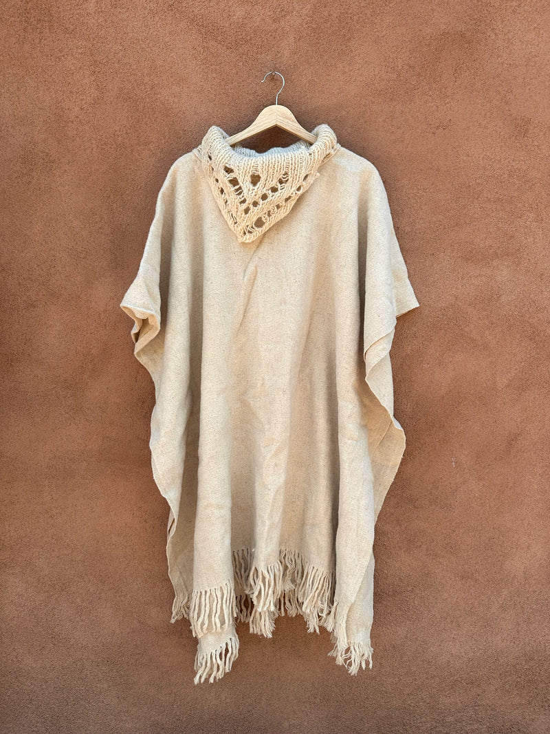 80's Genisa Wool Poncho with Cowl Neck