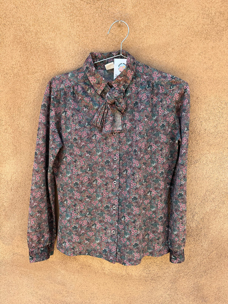 70's Jantzen Floral Pussy Bow Blouse