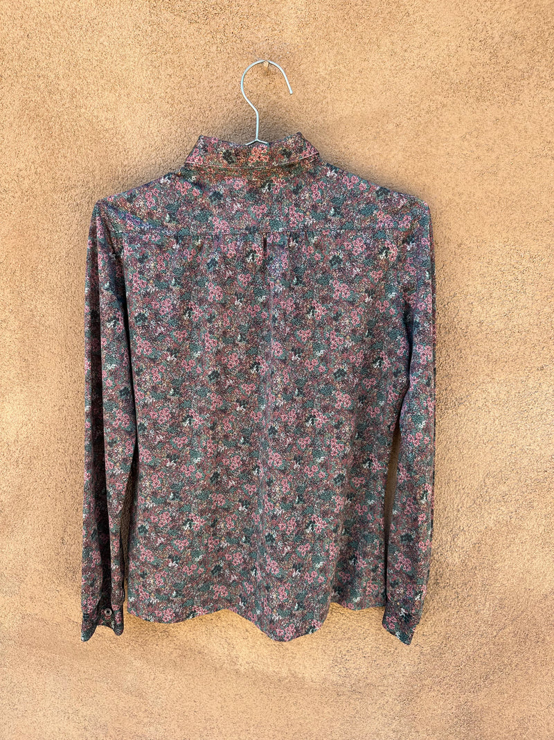 70's Jantzen Floral Pussy Bow Blouse