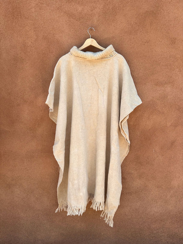 80's Genisa Wool Poncho with Cowl Neck