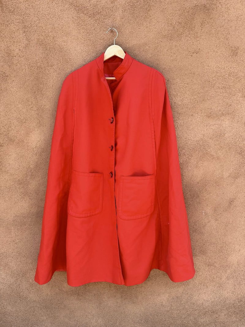 1960's Voyager West Red All Weather Traveler Cape