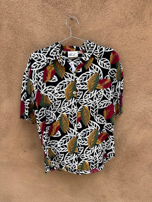 Kathie Lee Leaf Print Blouse