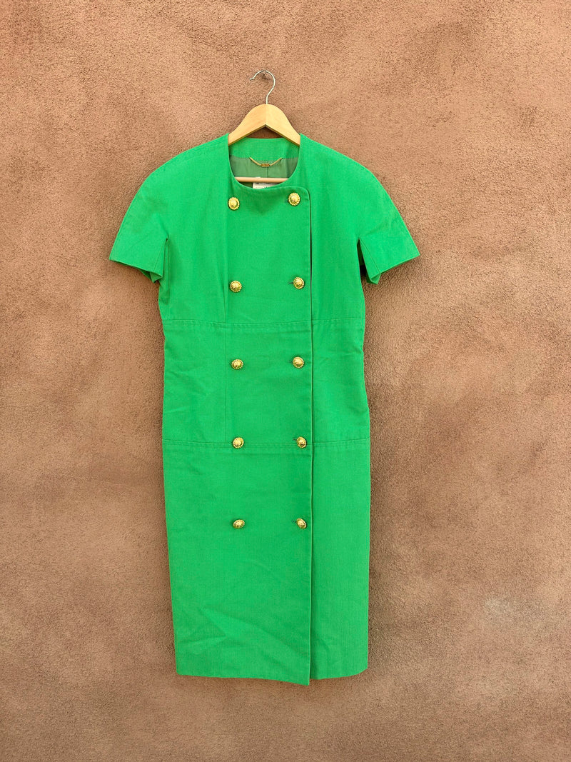 Green Celine Paris Temeraire 000578 Cotton Dress - Made in France