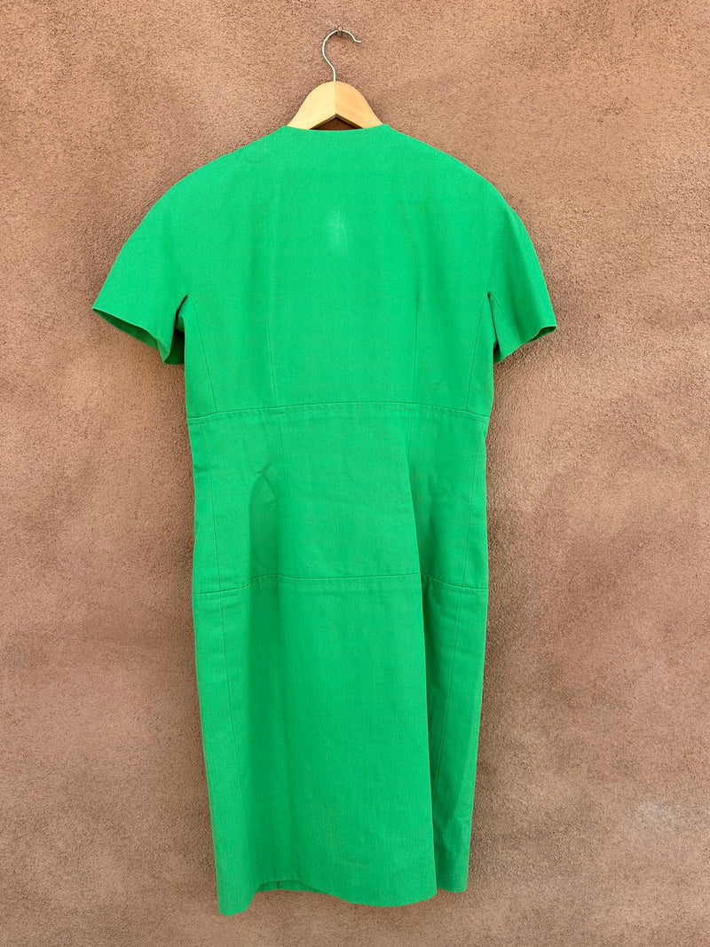 Green Celine Paris Temeraire 000578 Cotton Dress - Made in France