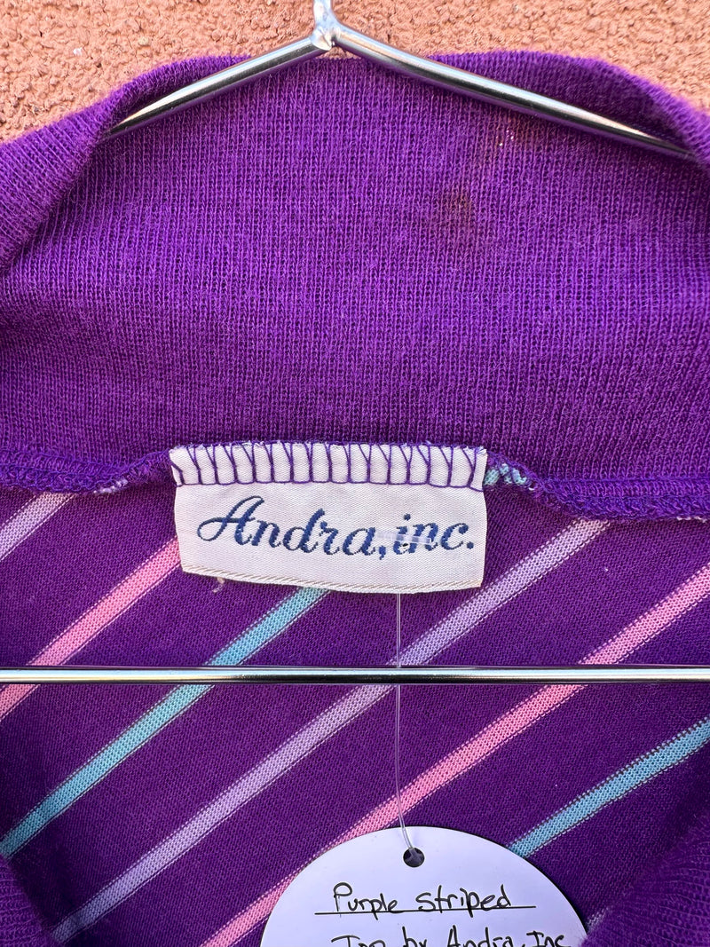 Purple Striped Top by Andra, Inc. - as is