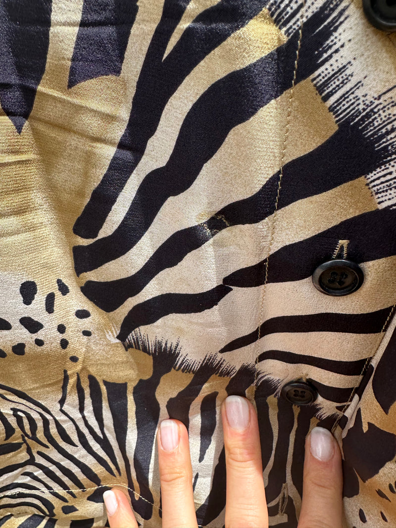 Escada Safari Print Blouse 100% Silk