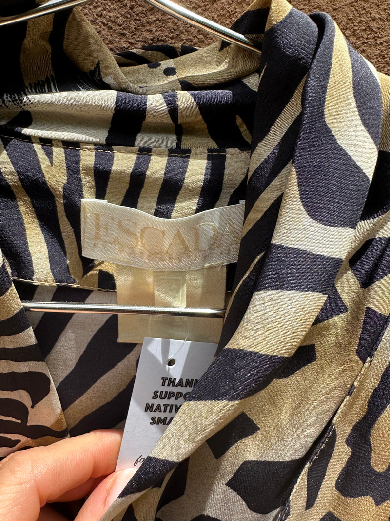 Escada Safari Print Blouse 100% Silk