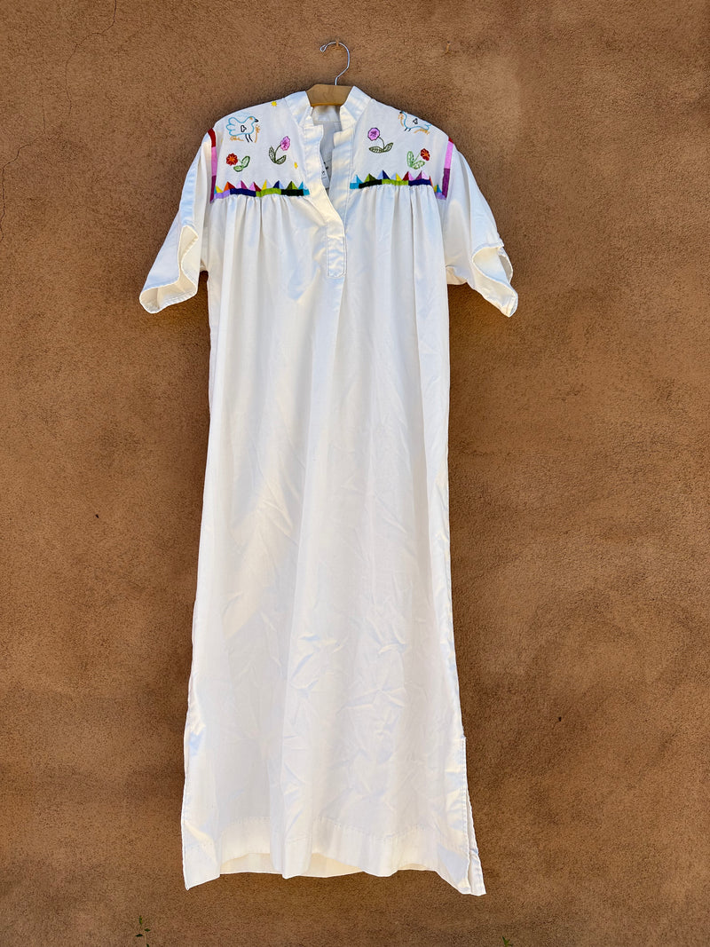 White Huipil Dress with Embroidery