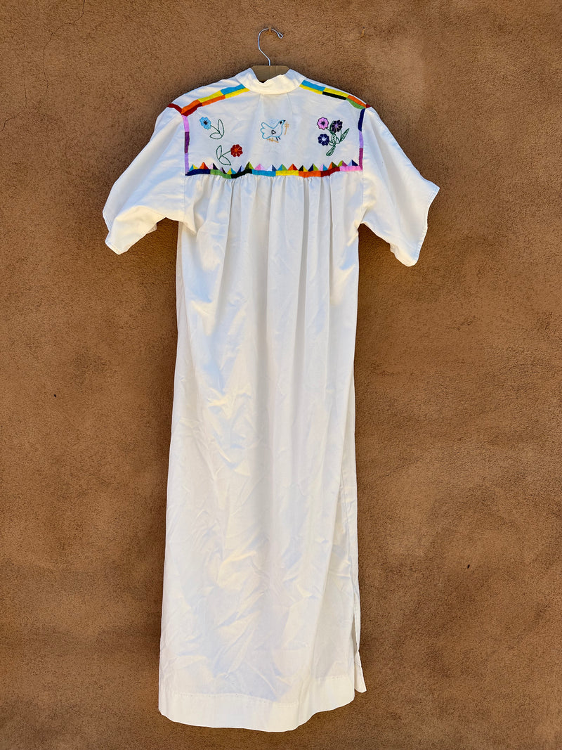 White Huipil Dress with Embroidery