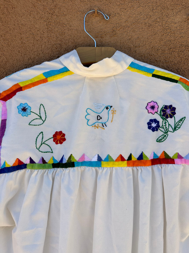 White Huipil Dress with Embroidery