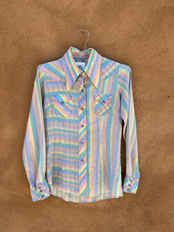 1960's Striped and Checked Button Snap Shirt