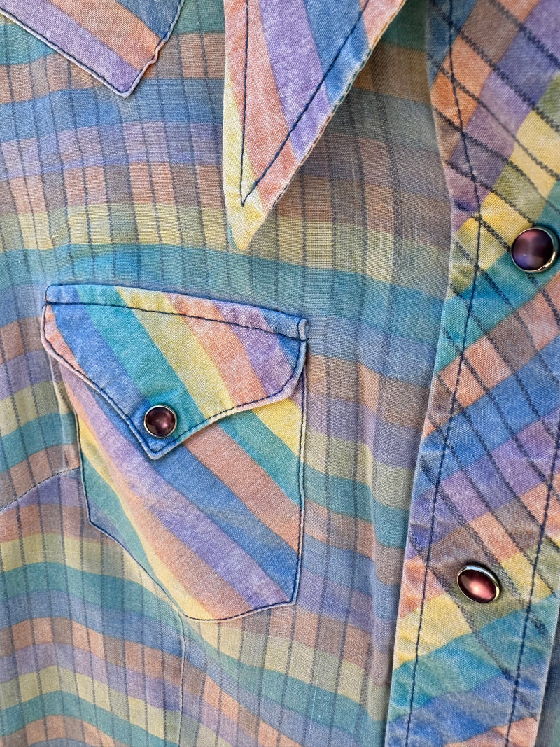 1960's Striped and Checked Button Snap Shirt