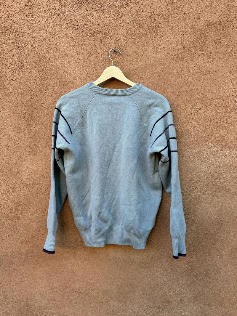 70's Gray Wool 1st Down Ski Henley - as is