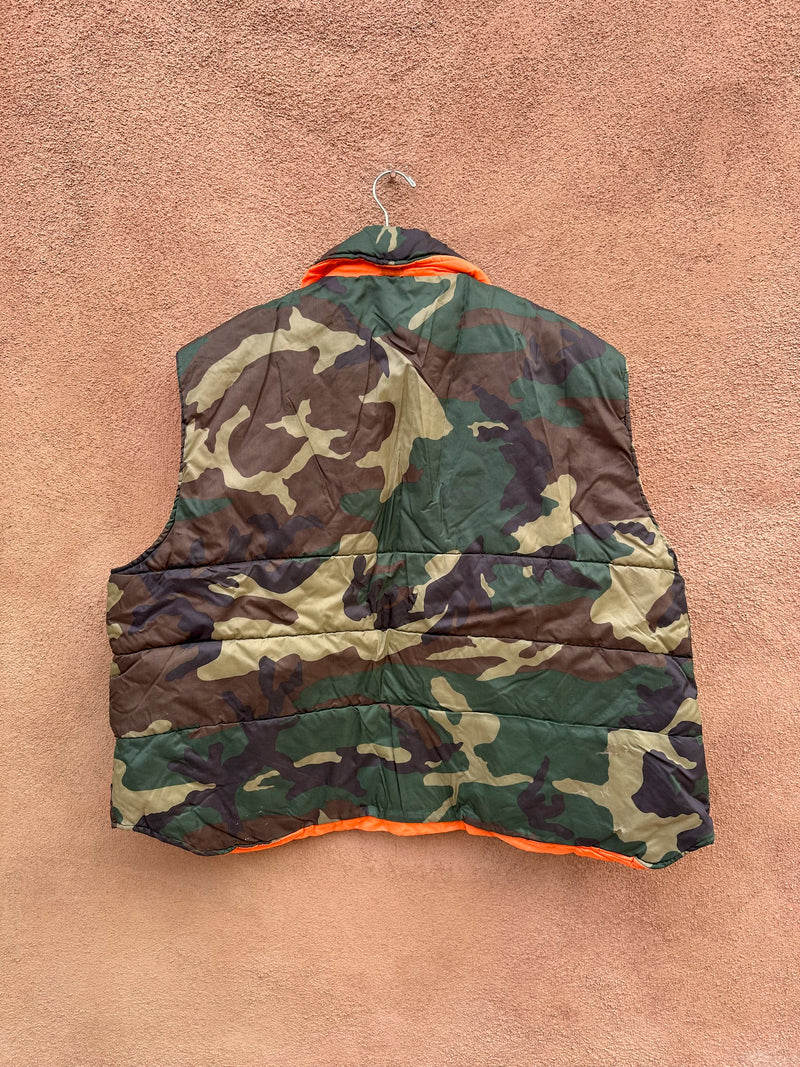 Reversible Camo Puffer Vest with Hunter Patch