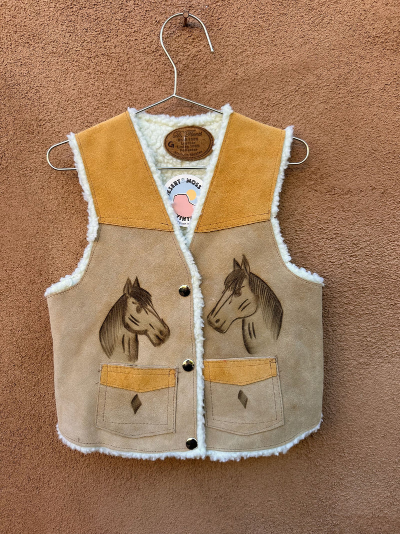 Suede & Faux Shearling Horse Vest - Kids