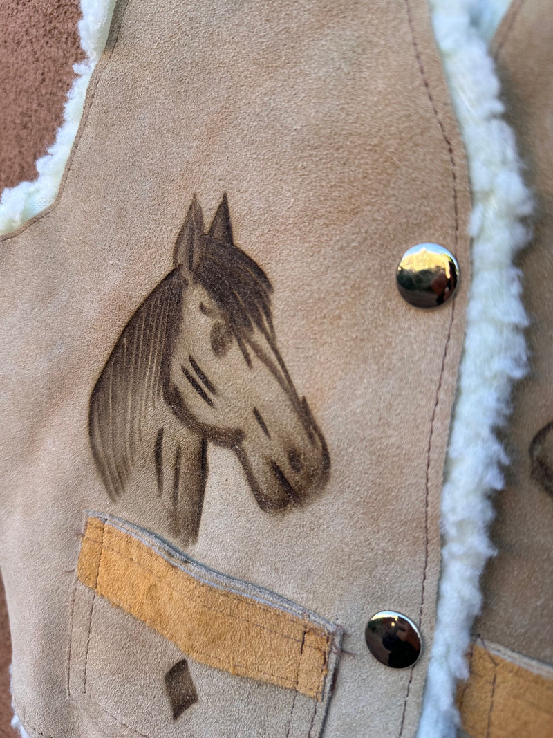 Suede & Faux Shearling Horse Vest - Kids