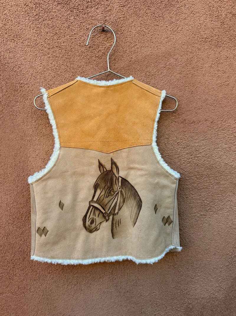 Suede & Faux Shearling Horse Vest - Kids