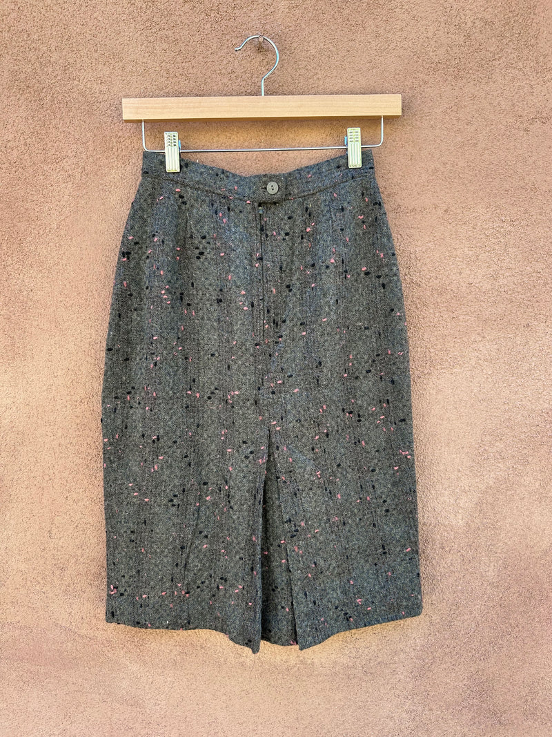 Gray Wool Blend Confetti Skirt