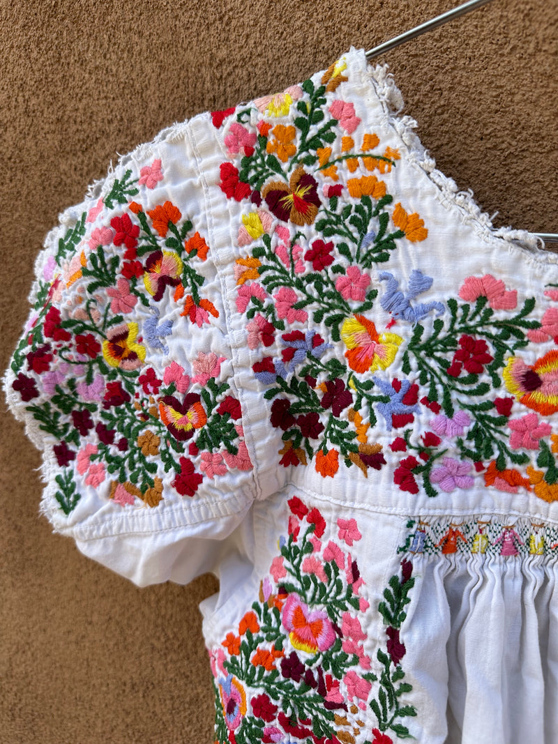 Beautifully Embroidered White Huipil