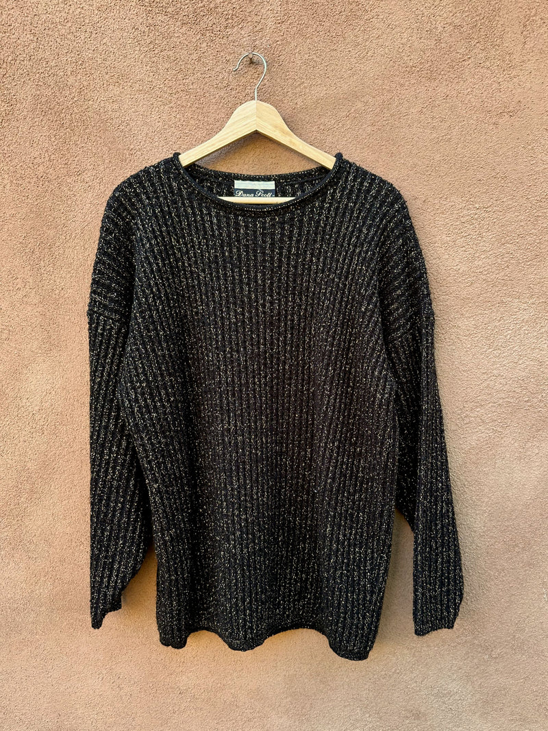 Dana Scott Black Sweater with Gold Stitch