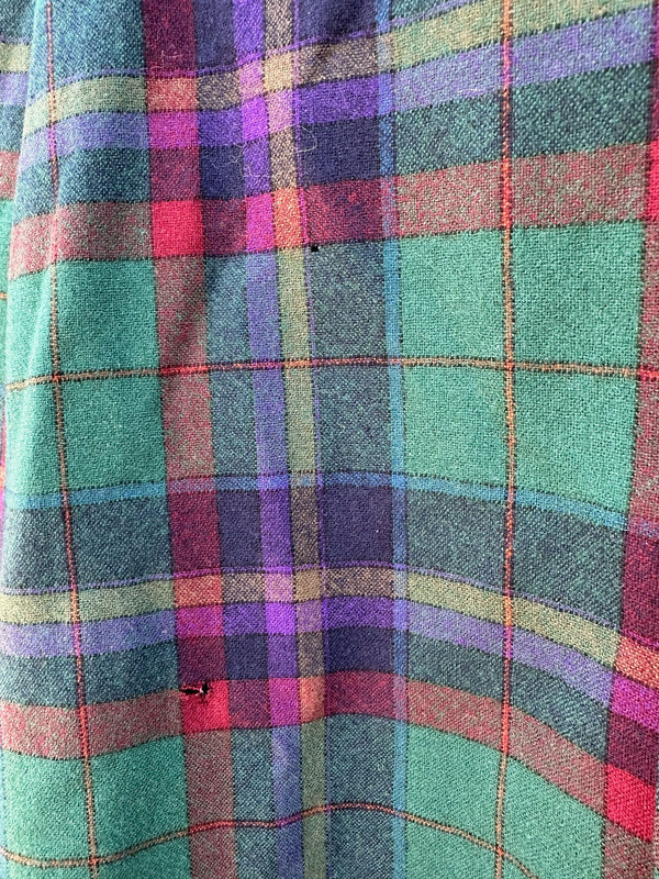 Green & Purple Pendleton Plaid Wool Shirt - as is