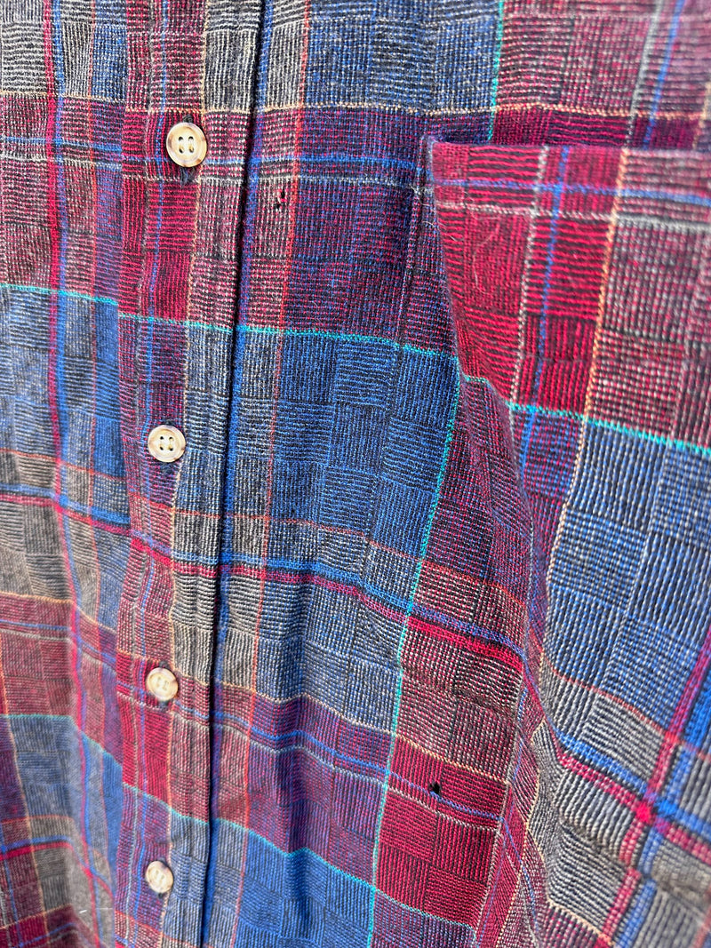 Maroon & Blue Plaid Pendleton Wool Shirt - as is