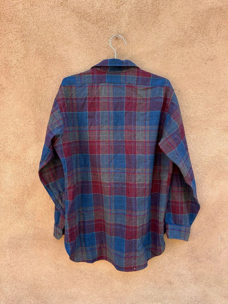 Maroon & Blue Plaid Pendleton Wool Shirt - as is