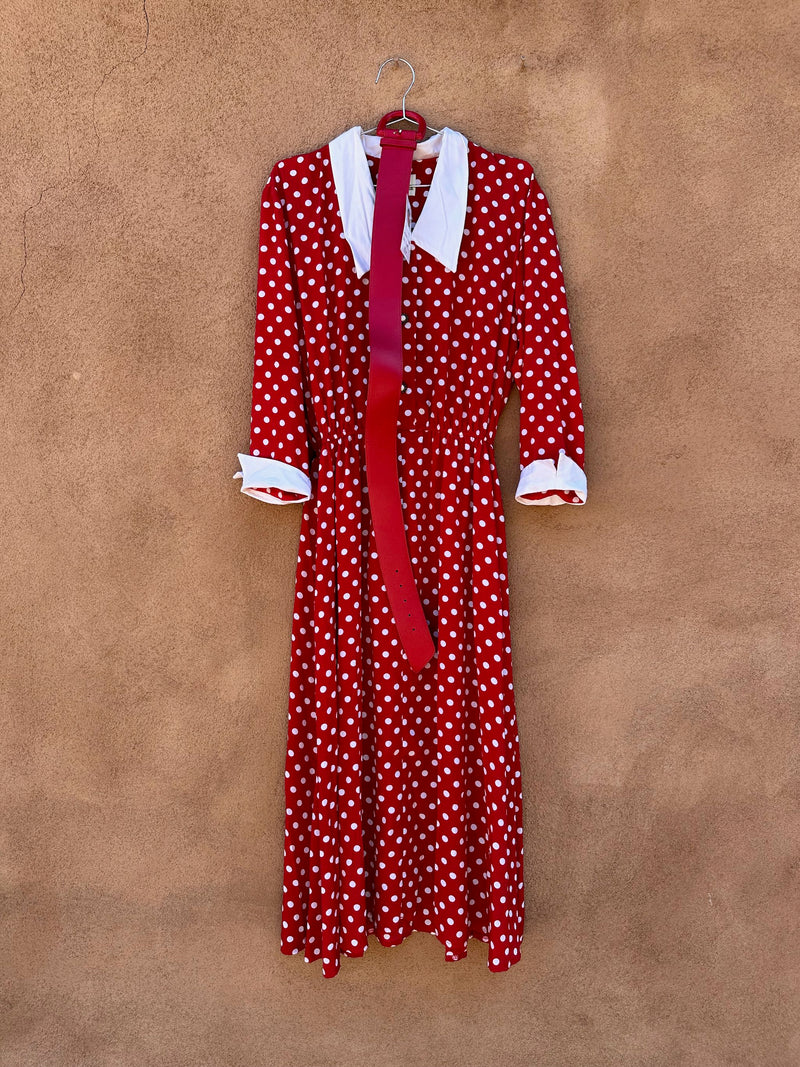 F.T. Ltd. Red/White Polka Dot Dress