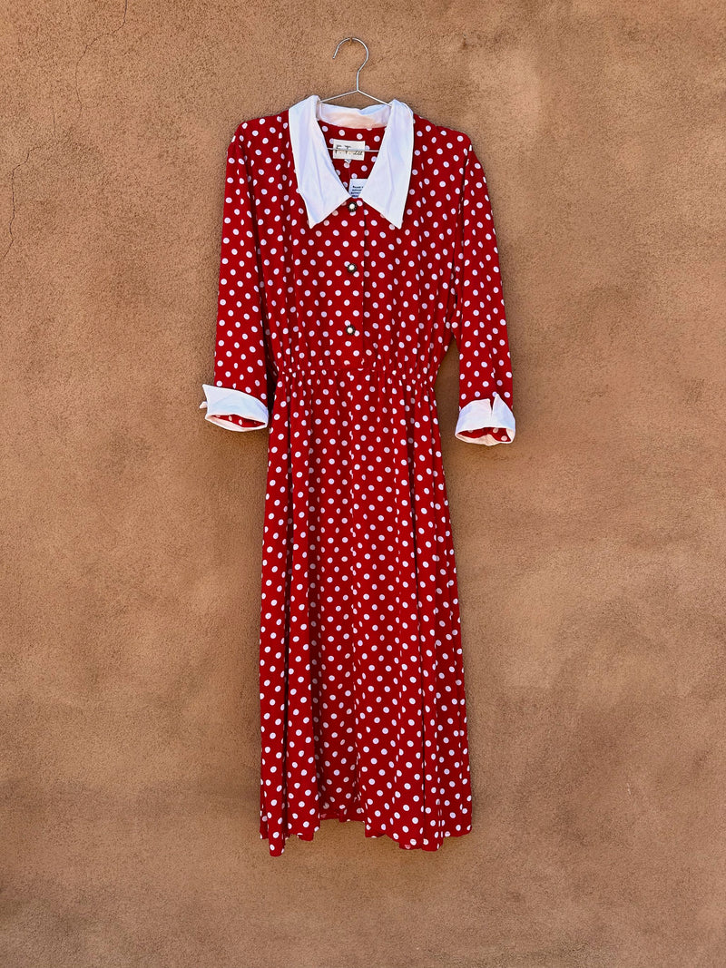 F.T. Ltd. Red/White Polka Dot Dress