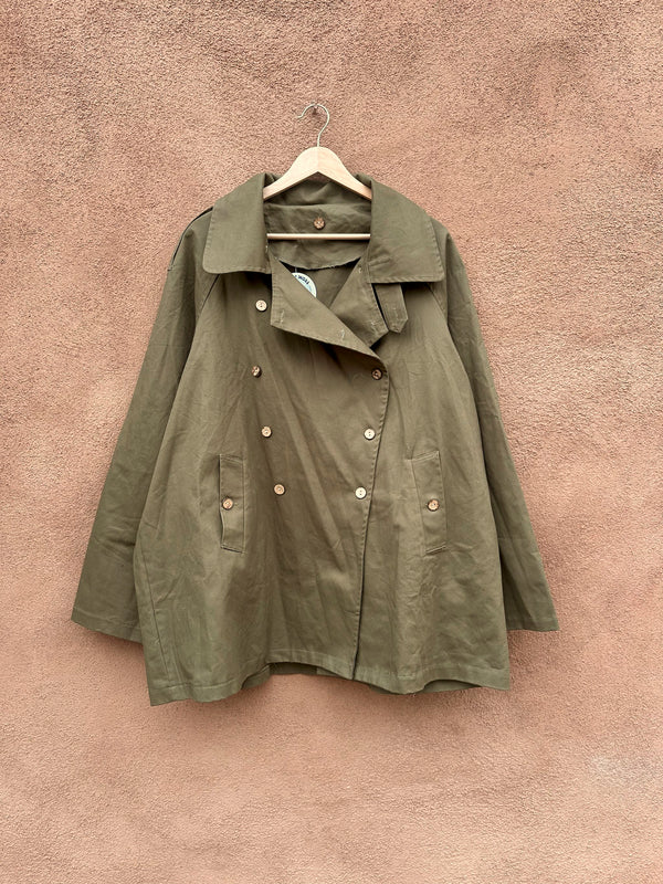 Drab Green Double Breasted Cotton Jacket