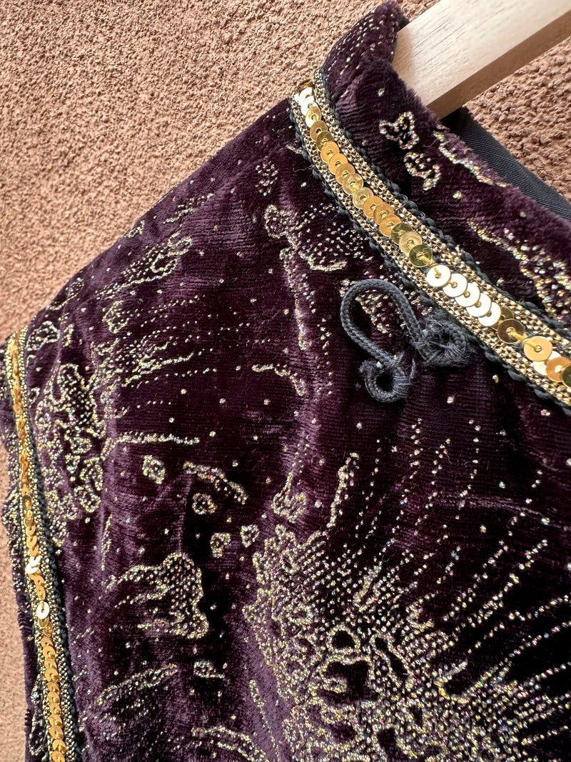 Purple Velveteen with Gold Detail & Fringe Tunic