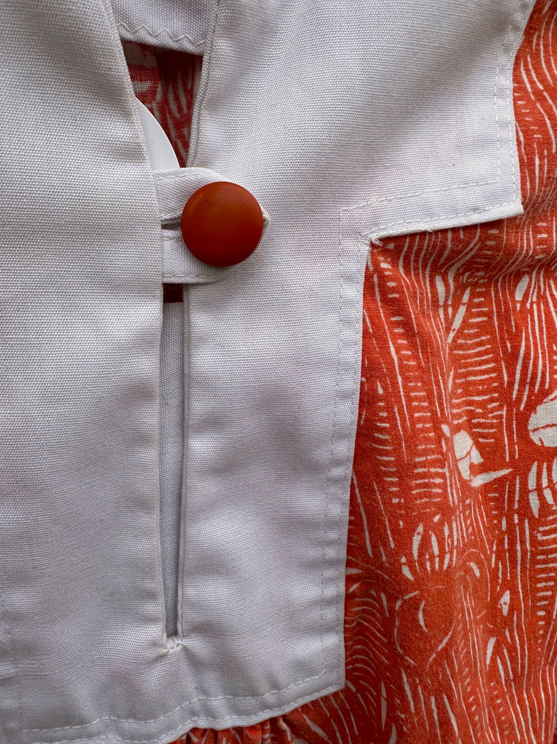 1960's Orange & White Sack Dress - hand made