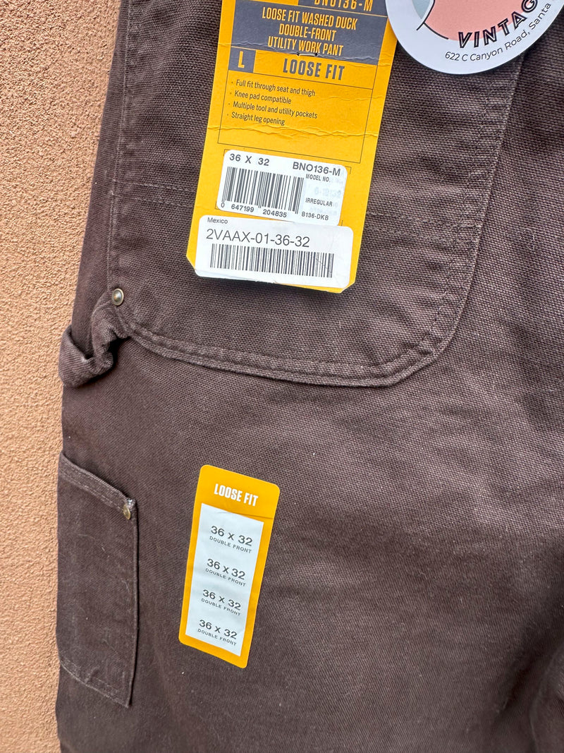 Chocolate Loose Fit Washed Duck Carhartt Utility Pants 36 x 32 NWT