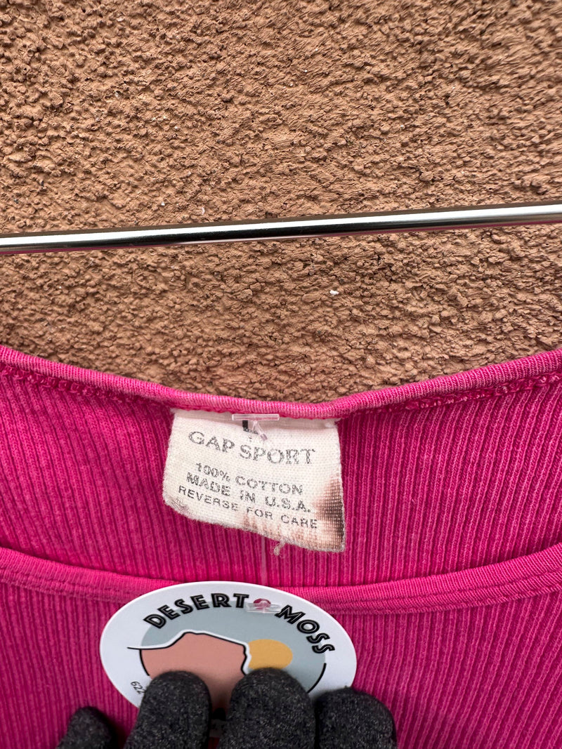 Ribbed Pink 1980's Gap Sport Tank Top