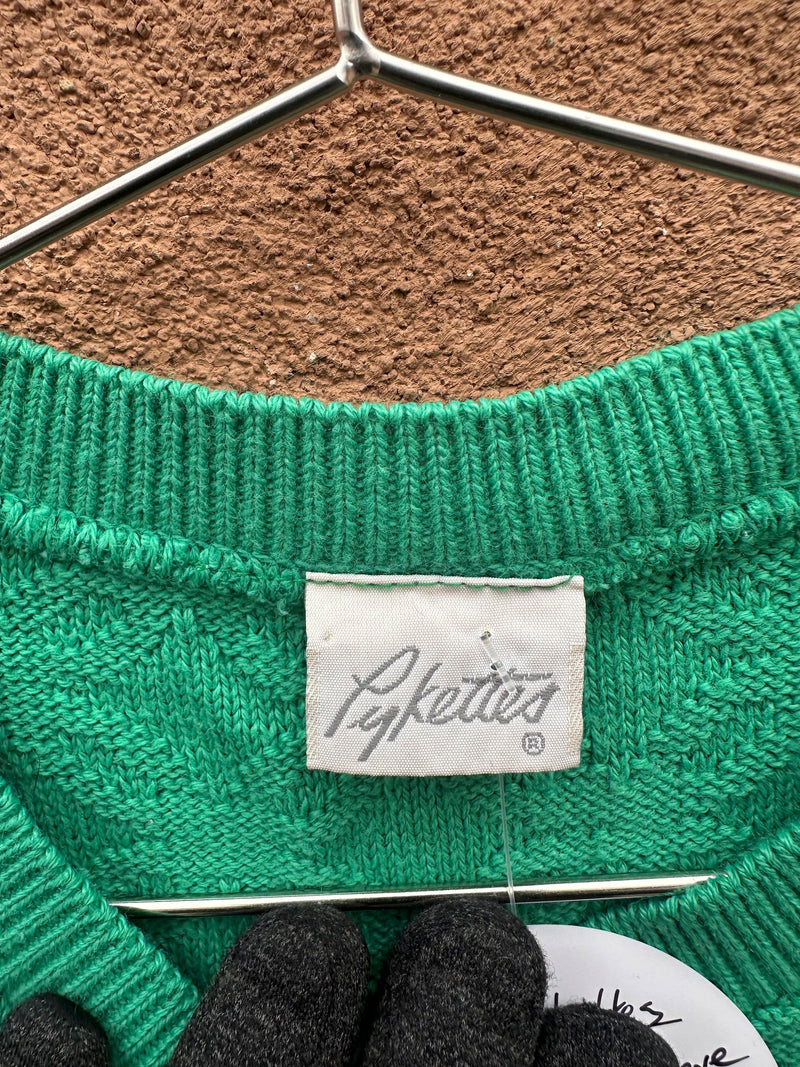 80's Pykettes Green Short Sleeve Sweater