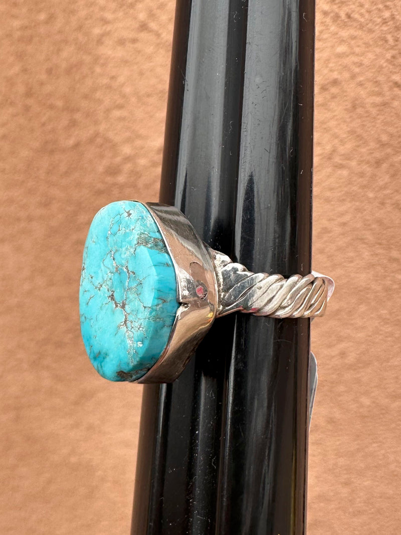 Turquoise and Sterling Silver Braid Ring