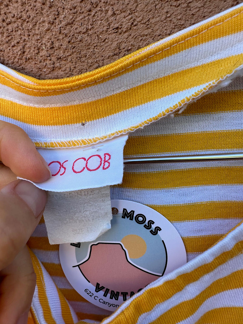 1980's COS COB Yellow & White Striped Henley