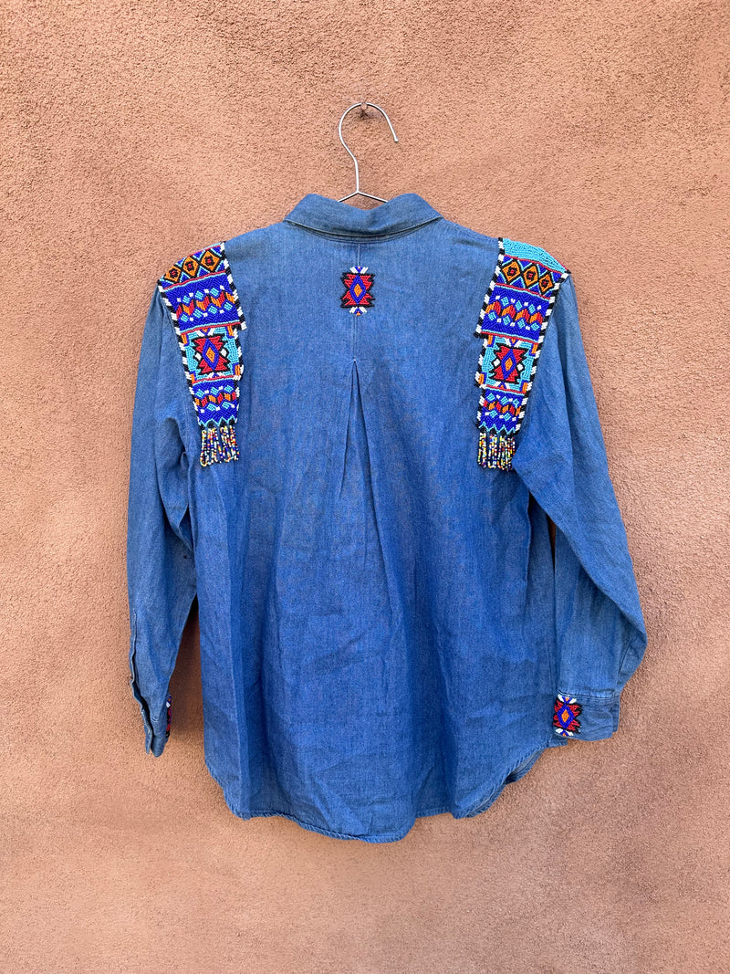 Hand Beaded Denim Blouse - The Shirt Inc.