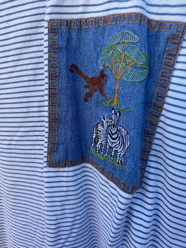 Monkey & Zebras Striped 90's Tee