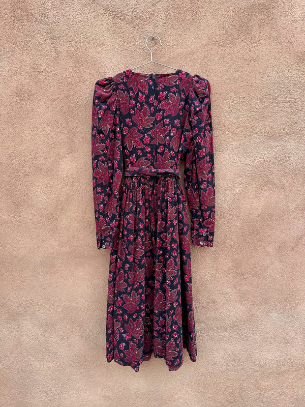 Paisley Leaf Laura Ashley Corduroy Belted Dress