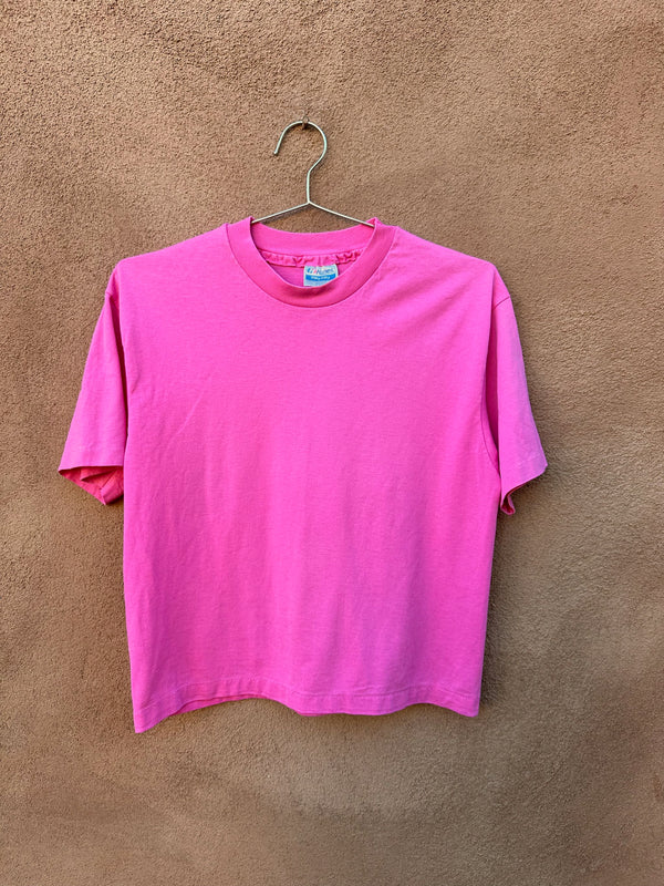 Pink Hanes 50/50 Cropped T-shirt