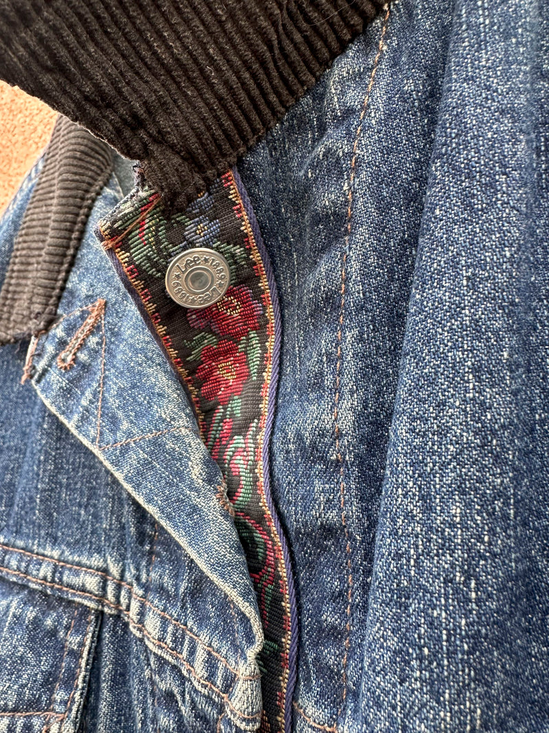 Early 90's Lee Women's Denim Jacket with Corduroy Detail