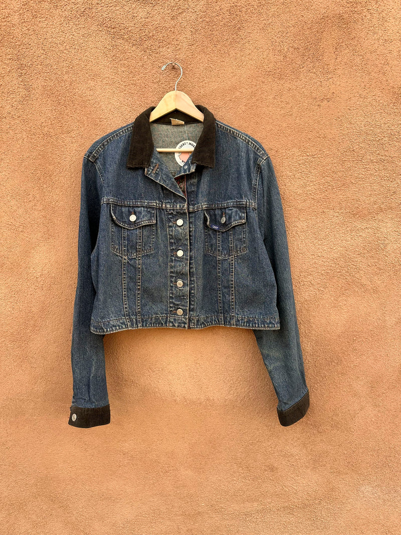 Early 90's Lee Women's Denim Jacket with Corduroy Detail