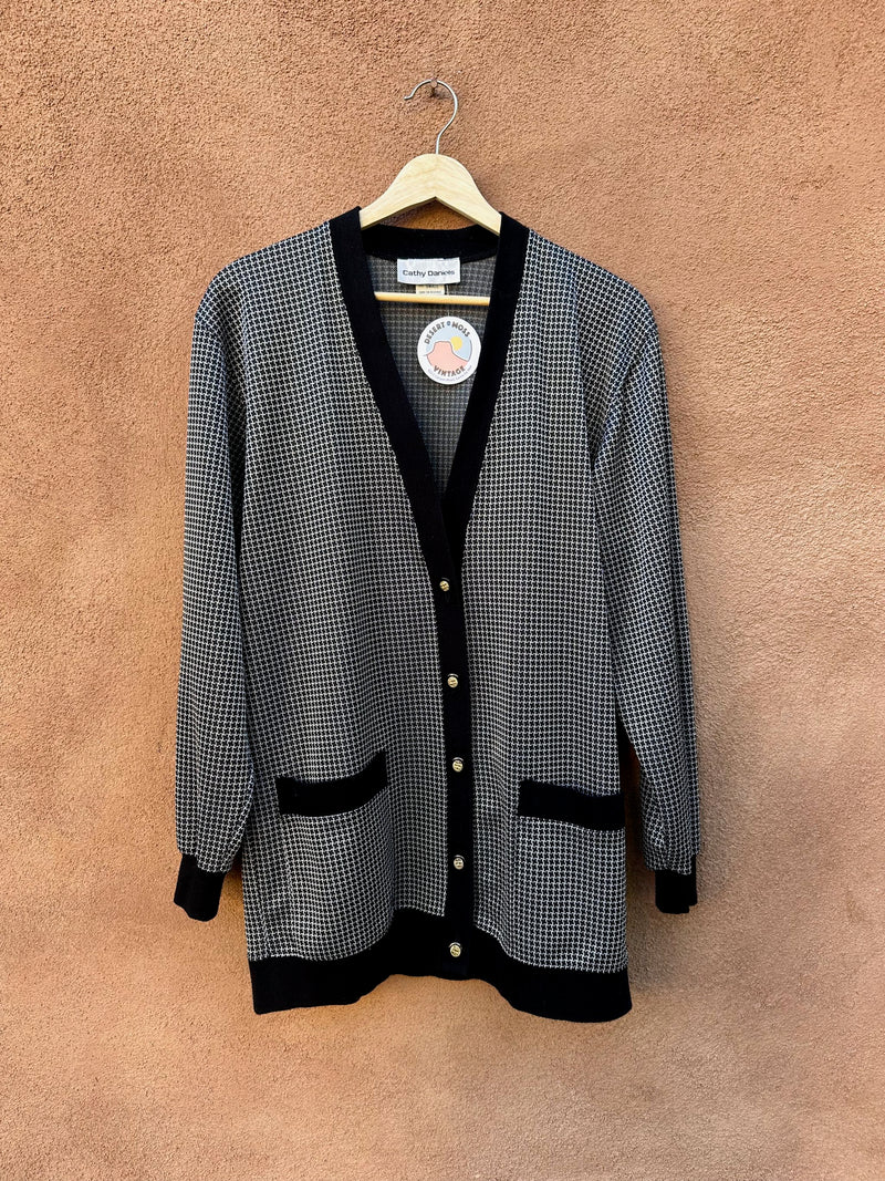 Black & White Cathy Daniels Cardigan - 80's