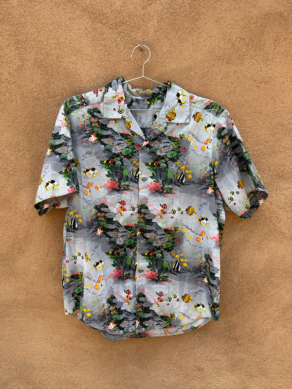 Gray Underwater Scene Button Up Shirt