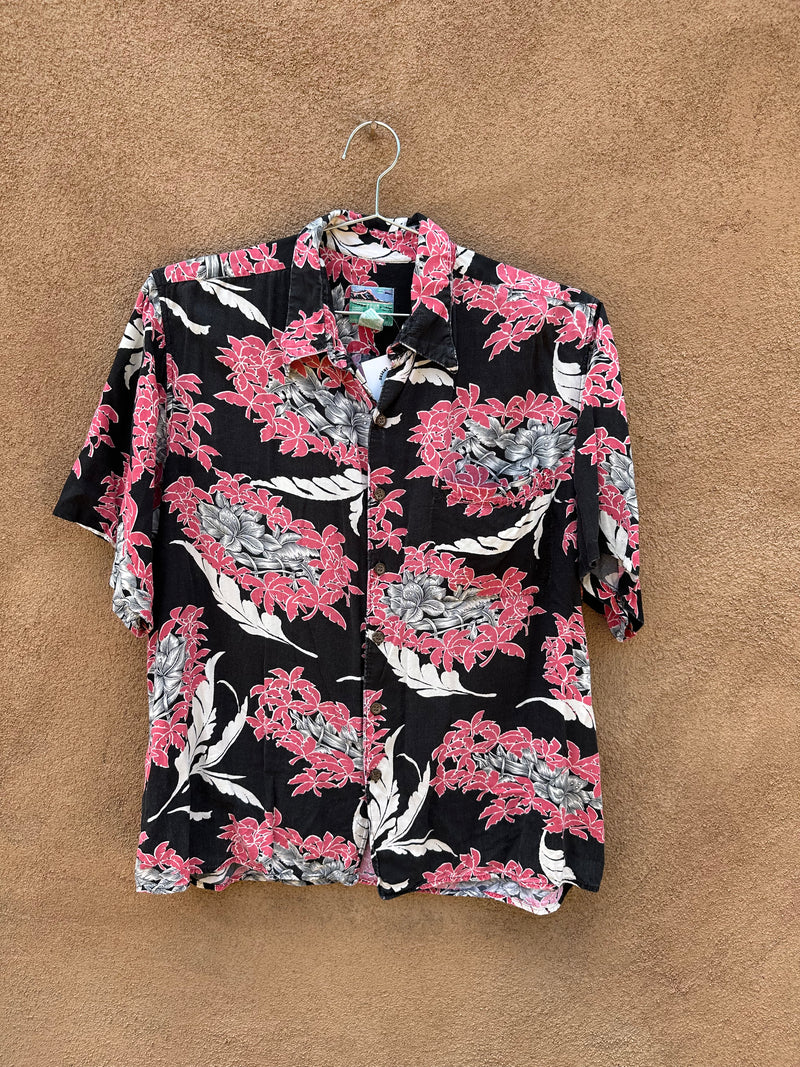 Reyn Spooner Black/Pink Hibiscus Shirt