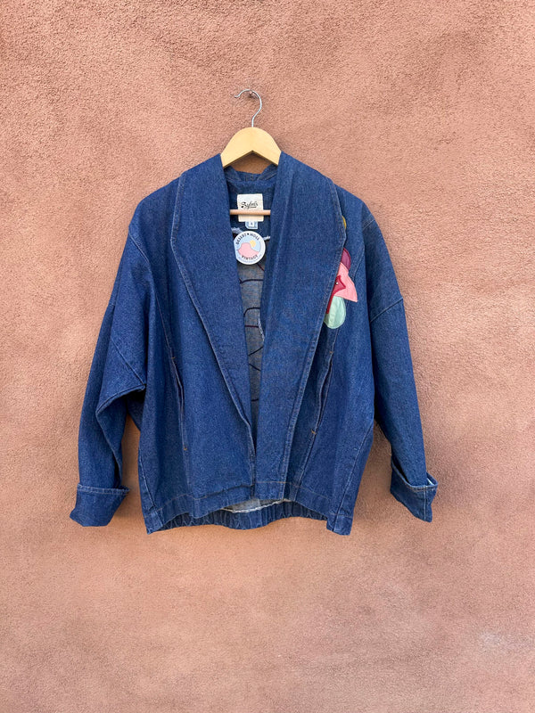 Southwestern Bears Applique Denim Jacket