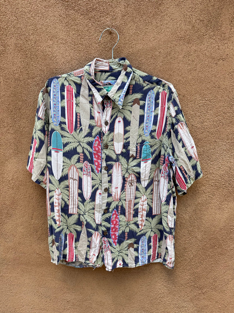 Reyn Spooner Hawaiian Surfboard Short Sleeve Shirt