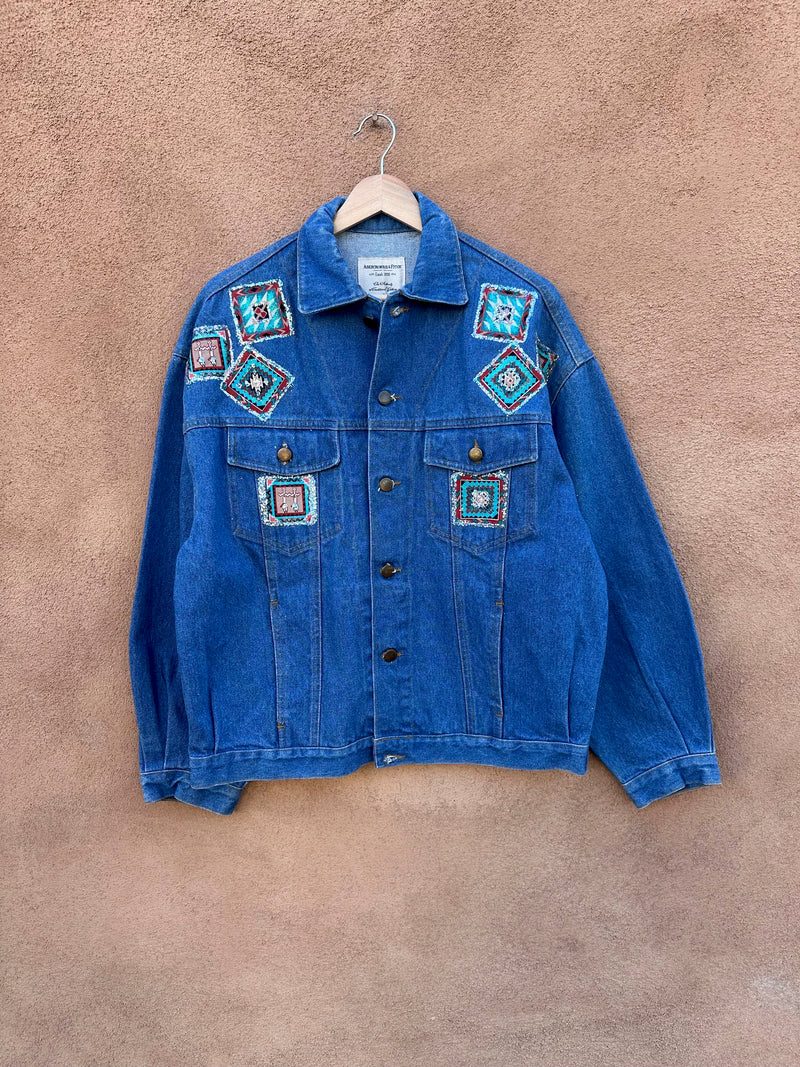 Glitter and Southwest Applique Pottery Denim Jacket, 90's Abercrombie